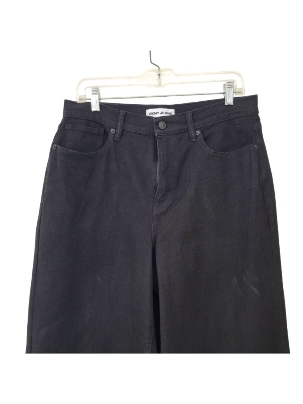 DKNY Jeans Houston High Rise Wide Leg Tall Black Denim Pants Size 31 Womens - Picture 4 of 5